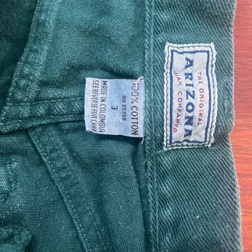 Dark green denim shorts